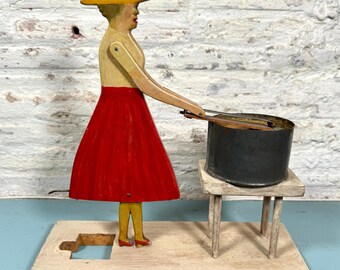 Wood Woman Doing the Washing