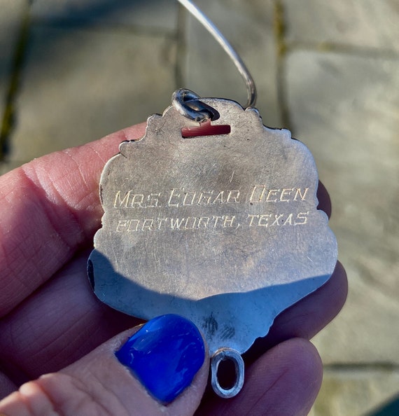 Antique Sterling Silver Luggage Tag Bracelet Gem