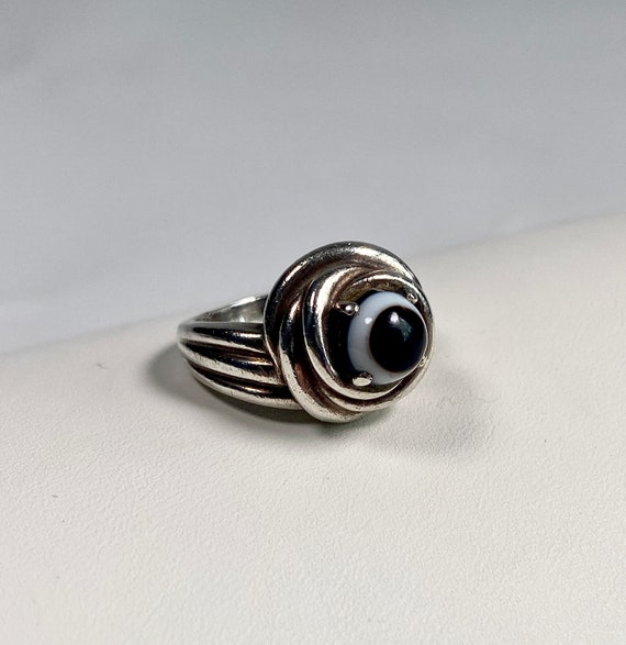 Sterling Banded Agate Twist Ring - image 1