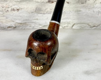 Briar Wood Skull Pipe