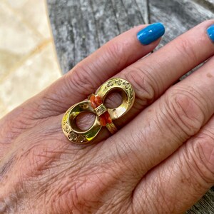 Victorian Antique GF Sweetheart Ring Coral converted Brooch