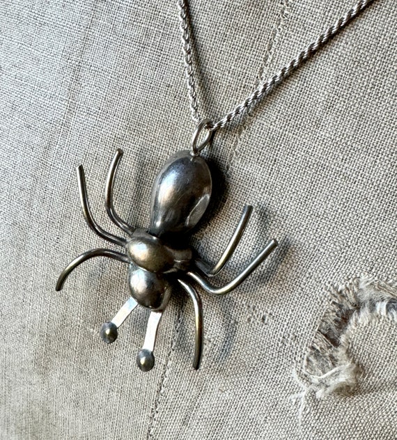 Vintage Sterling  Spider Pendant, Sterling Silver 