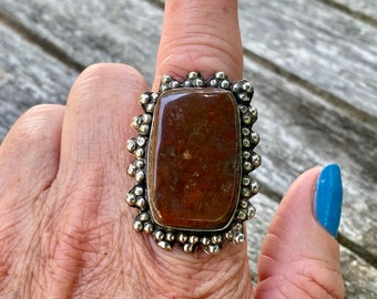 Vintage Sterling Silver Miriam Jasper Gemstone Ring