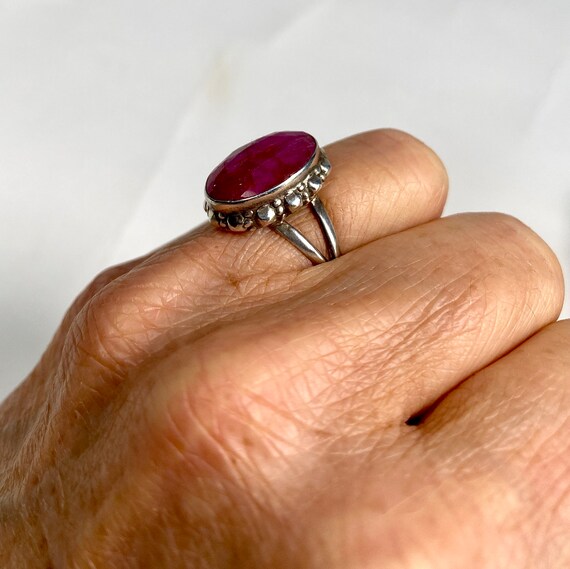 Sterling Silver Ruby Ring Vintage - image 3