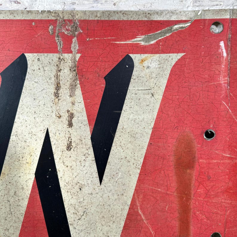 W Letter Fragment Sign Metal Textured - Etsy