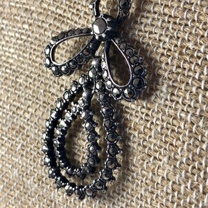 Sterling, 2 part Dangle Marcasite Pendant Necklace with 24 Sterling Chain image 6
