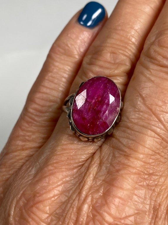 Sterling Silver Ruby Ring Vintage - image 5