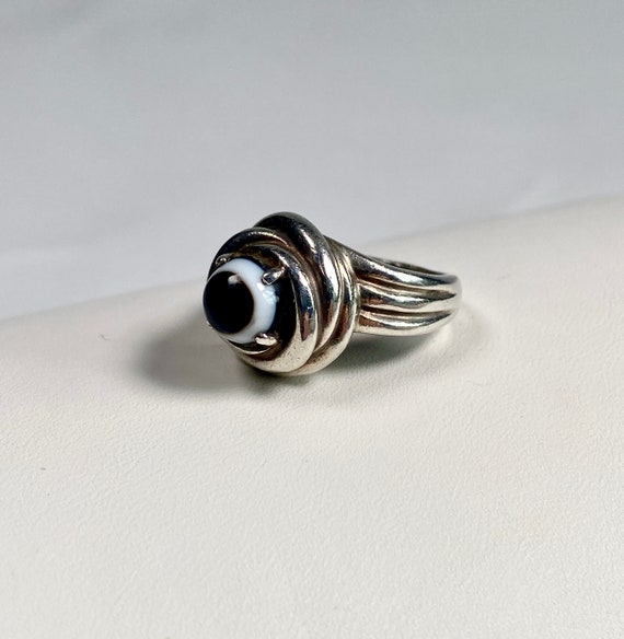 Sterling Banded Agate Twist Ring - image 3