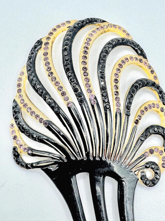 1920s Flapper Girl Art Deco Celluloid Hair Comb Blue Rhinestones Elegant Formal Art Deco Blue Vintage Hair Accessories for sale | eBay main image 4