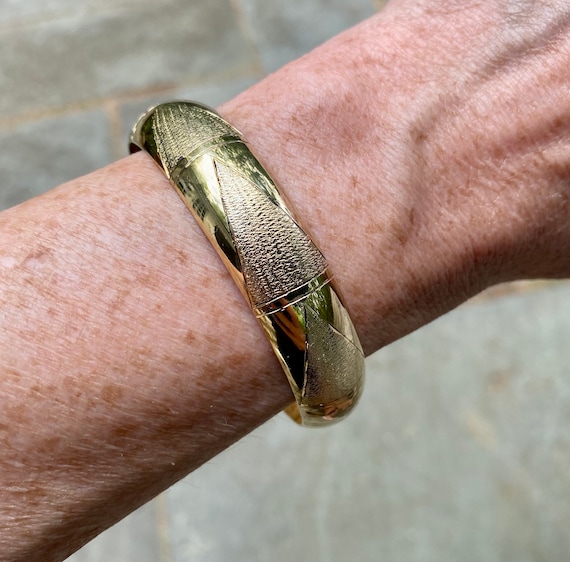 Vintage Gold Bracelet with Geometric, Sterling Si… - image 1