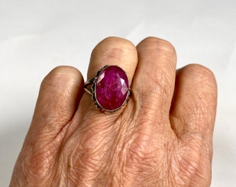 Sterling Silver Ruby Ring Vintage