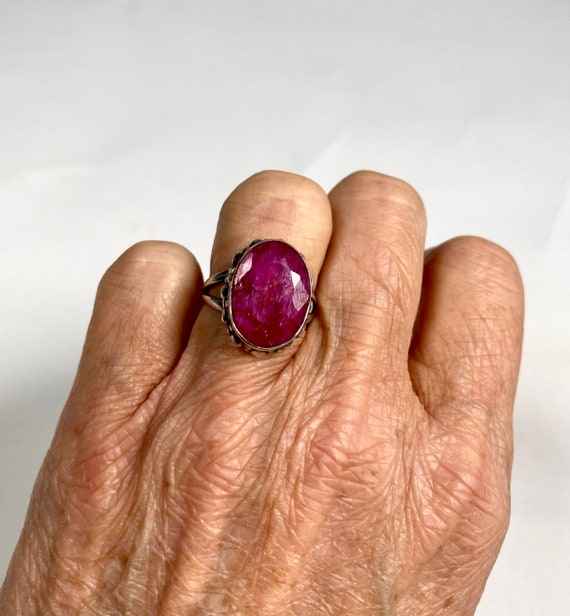Sterling Silver Ruby Ring Vintage - image 2