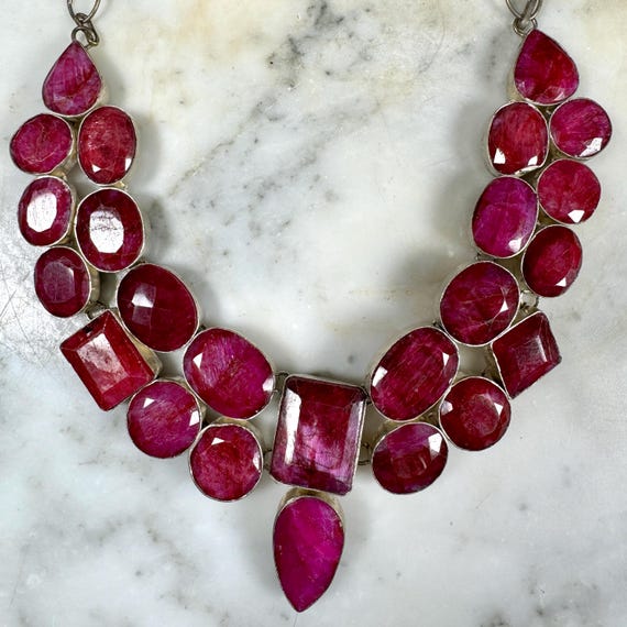 Large Ruby Sterling Silver Drop Earrings Dangle W… - image 7