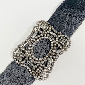 Antique Cut Steel Pendant Leather Bracelet Magnetic Closure