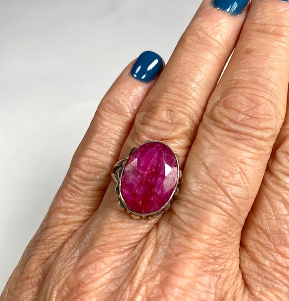 Sterling Silver Ruby Ring Vintage - image 1