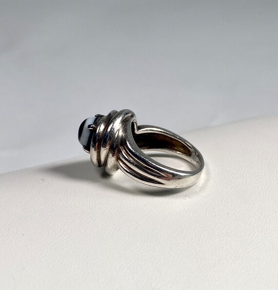 Sterling Banded Agate Twist Ring - image 2