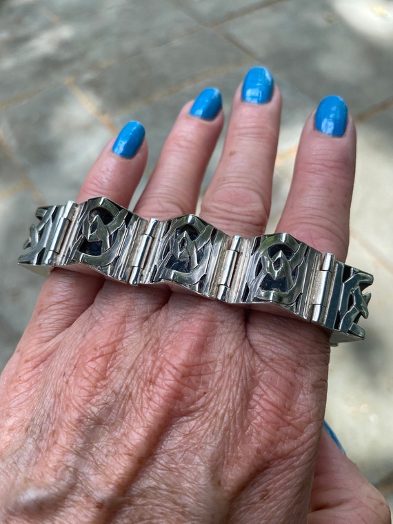 Rare Mexican Sterling Silver Link Bracelet, Taxco - image 4