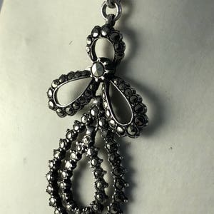 Sterling, 2 part Dangle Marcasite Pendant Necklace with 24 Sterling Chain image 5