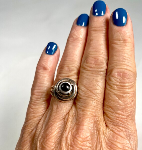 Sterling Banded Agate Twist Ring - image 5