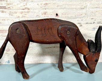 Vintage Wood Articulated Antelope