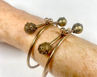 Antique Pair 10k Etruscan Revival Double Wedding Bracelets