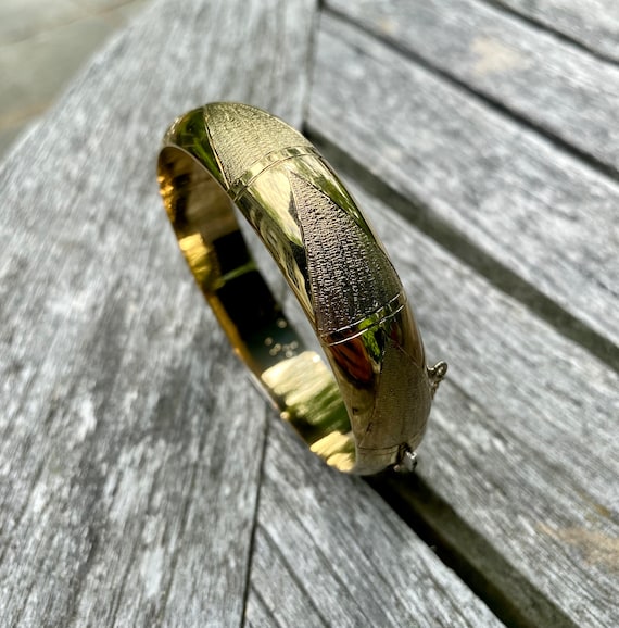 Vintage Gold Bracelet with Geometric, Sterling Si… - image 2