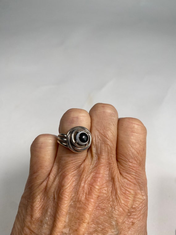 Sterling Banded Agate Twist Ring - image 6