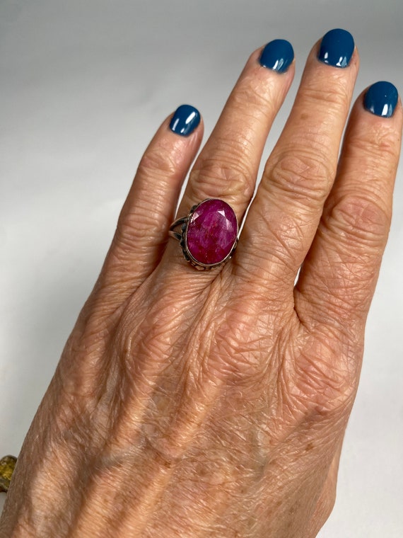 Sterling Silver Ruby Ring Vintage - image 6