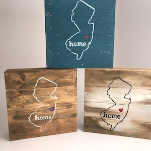 Your heart is here, Custom Coaster Listing, Heimatstaat Liebe, New Jersey Liebe, Kartenschild, NJ Karte, Stranddekor, handgemaltes Holzschild, Achterbahn