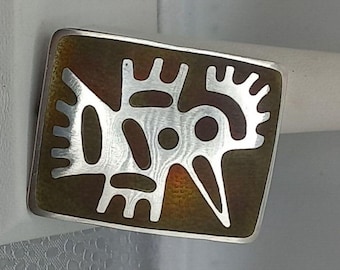 David Andersen Rare brooch DA Norway Scandinavian design enamel pin jewelry