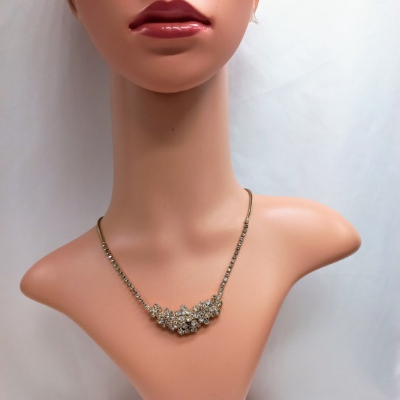 Vintage HOBE' rhinestone cluster choker necklace … - image 2