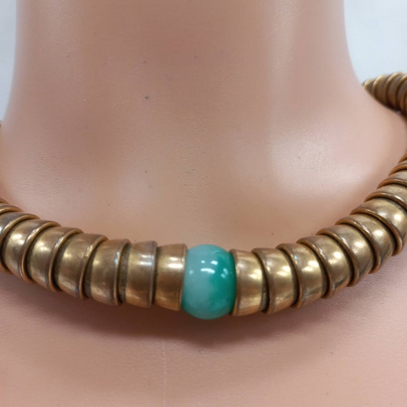 Vintage Gold Tone Chunky Articulated Choker - image 3
