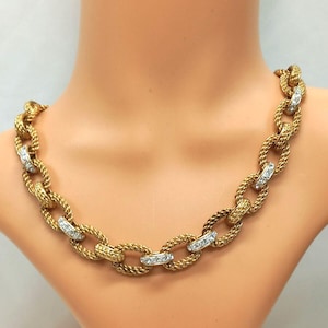 KJL Kenneth Jay Lane Plaza Links w/ Crystal Rope Link Necklace