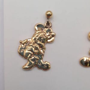 Vintage Disney Gold Vermeil Sterling Silver Earrings Mickey Mouse Minnie Mouse image 3