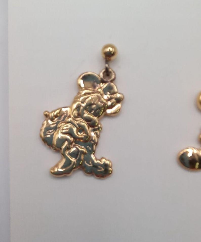 Vintage Disney Gold Vermeil Sterling Silver Earrings Mickey Mouse Minnie Mouse image 3