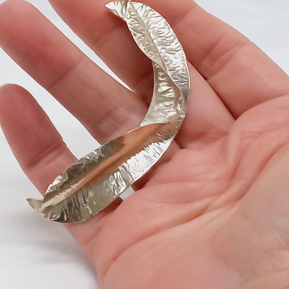 Sterling Silver Signed REH modernist realist design leaf