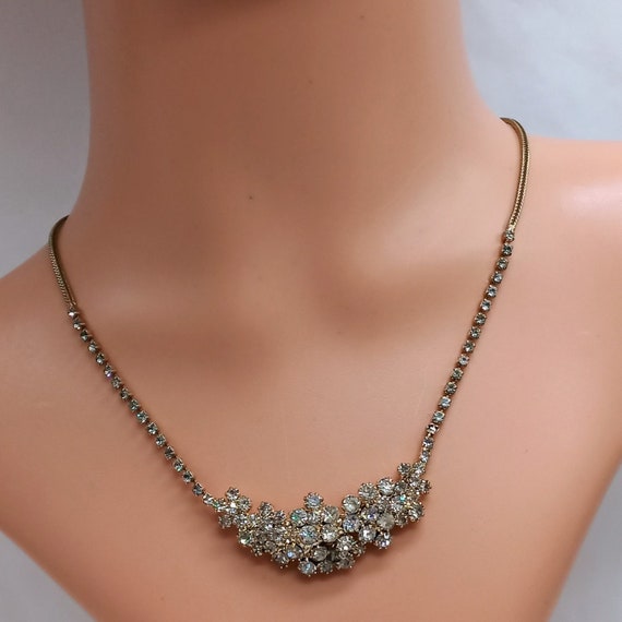 Vintage HOBE' rhinestone cluster choker necklace … - image 1