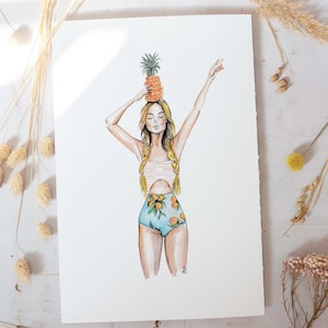 Anana • Mode Illustration | Kunstdruck | Wandkunst | Mode Kunst | Ananas Druck