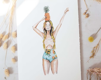 Anana •  Fashion Illustration | Art Print | Wall Art | Fashion Art | Pineapple Print