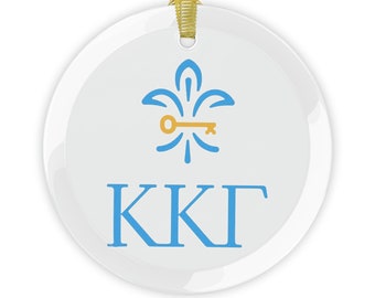 Kappa Kappa Gamma Sorority Elegance: Glass Ornament for a Timeless Holiday