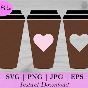 Coffee ToGo Cup SVG Cut File Art for Cricut, Coffee Cup PNG Sublimation Transfer, Coffee Vector, SVG for Tumblers, Mugs, Stickers, & Shirts