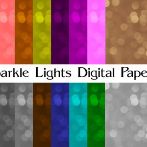 Bokeh Sparkle Digital Papers Pack,Wallpaper Backgrounds, Stationary, Glitter Scrapbooking Graphics, Planner Paper, Invites, Commercial  Use
