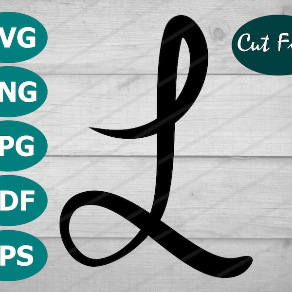 Cursive Letter L SVG Cut File, PNG for Cricut, Letter L Silhouette Handlettering Vector, L Clip Art Design, L Letter Sublimation File Design