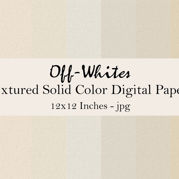 Off-White / Beige Paper Texture Digital Paper Pack, Beige Digital Stickers, Beige Digital Planner Paper, Taupe / Cream Color Digital Paper