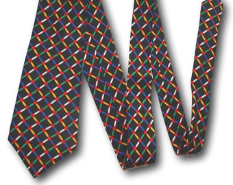 TURNBULL & ASSER Silk Tie Multicolor Geometric 58.5 x 3.75" / 149 x 9.5cm