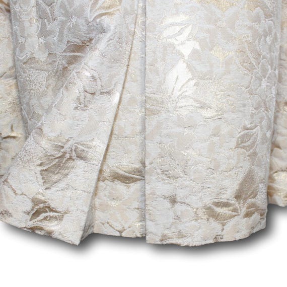 CACHE Gold White Jacquard Cropped Jacket Metallic… - image 4