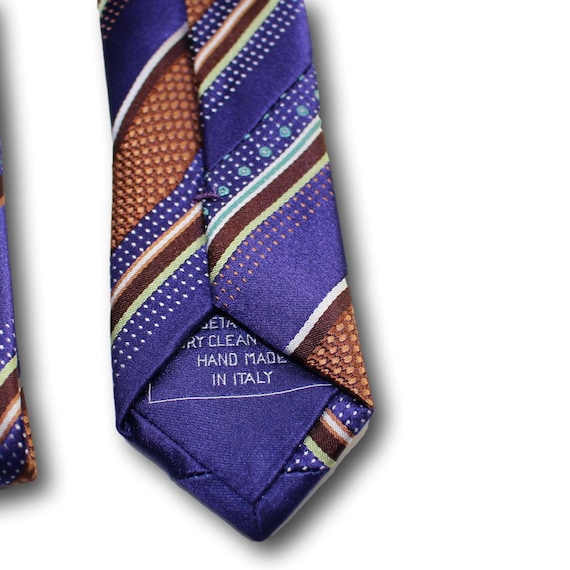 ITALO FERRETTI Italian Silk Tie Purple Copper Str… - image 4