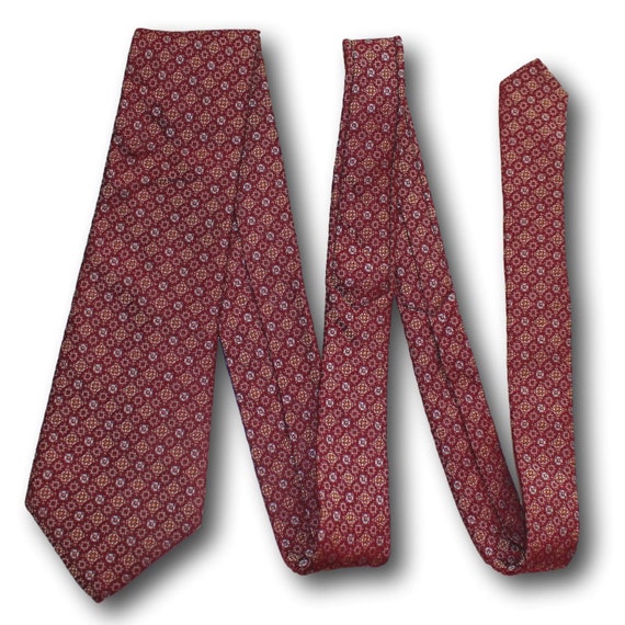 Vintage SULKA Foulard Silk Tie Burgundy 57 x 3.25… - image 1