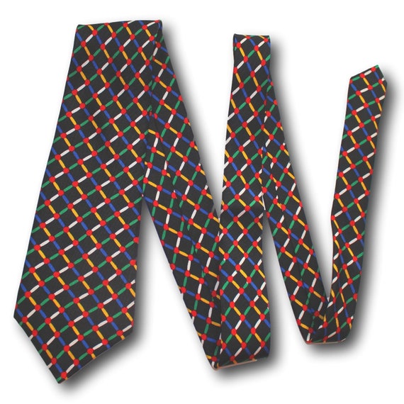 TURNBULL & ASSER Silk Tie Multicolor Geometric 58… - image 1