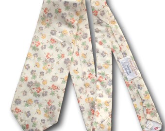 LIBERTY of LONDON 1975 Wide Short Cotton Tie Floral Centennial Collection NOS 55 x 4.5"